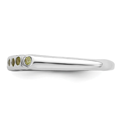 Sterling Silver Rhodium Peridot Ring Size 6