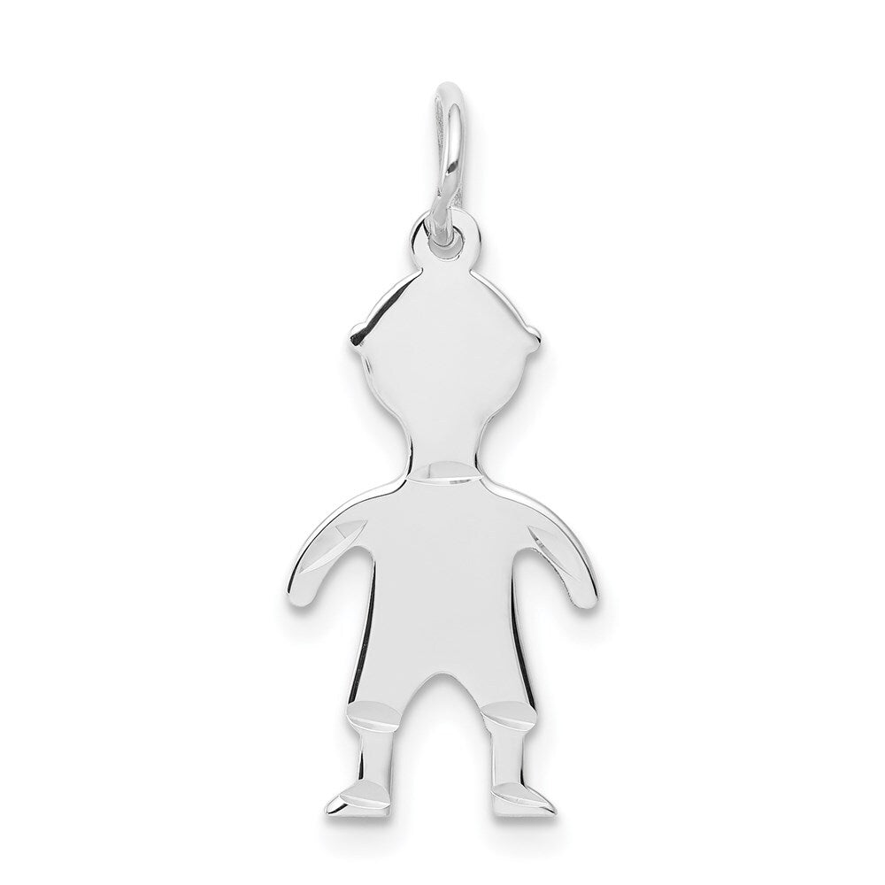 14k White Gold .018 Depth Engravable Boy Charm Pendant for Women