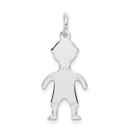 14k White Gold .018 Depth Engravable Boy Charm Pendant for Women