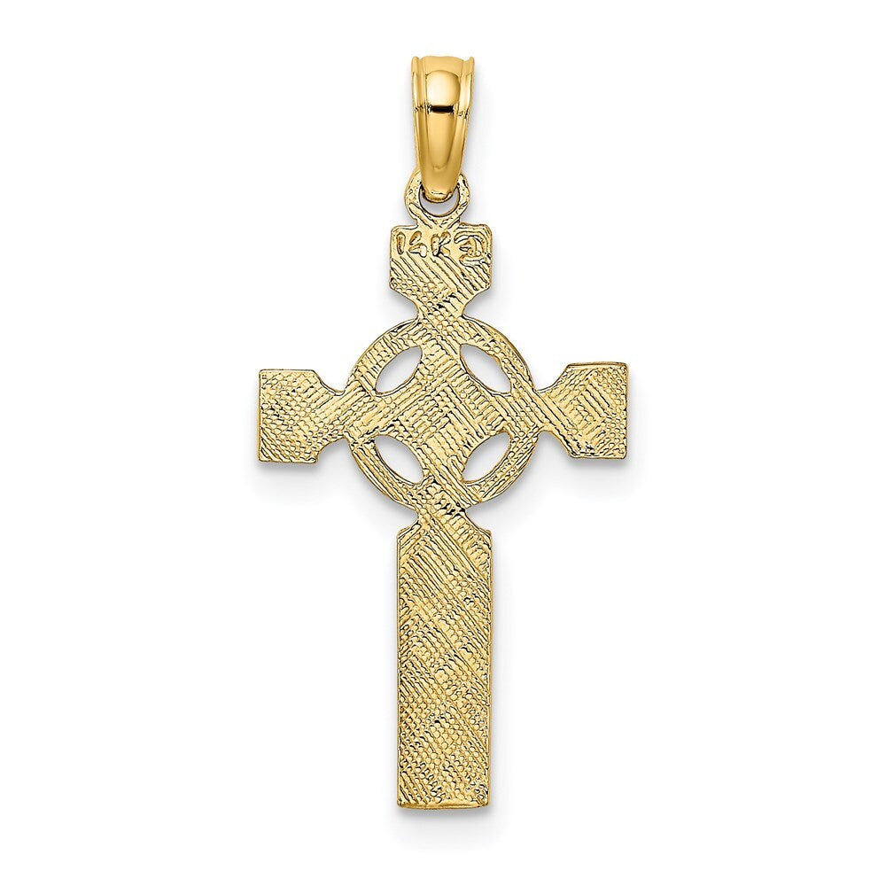 14k Yellow Gold Engraved Celtic Cross Eternity Circle Charm
