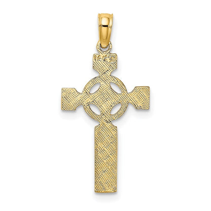 14k Yellow Gold Engraved Celtic Cross Eternity Circle Charm