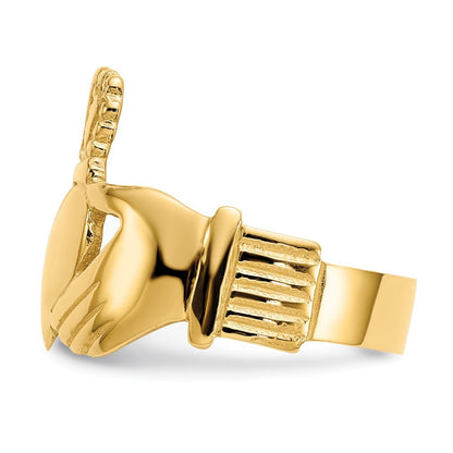 14K Yellow Gold Polished Ladies Claddagh Ring