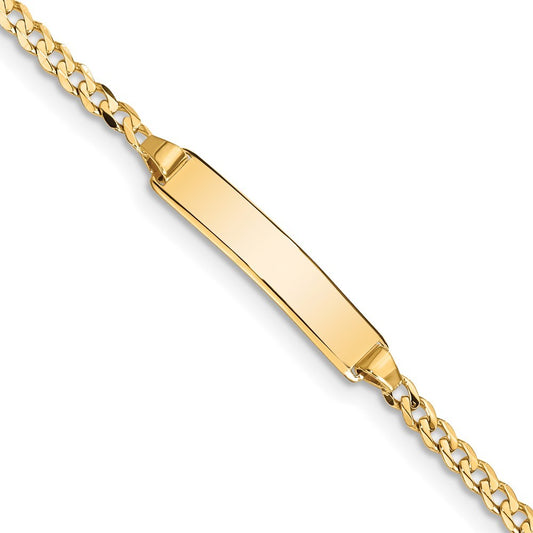 14k Yellow Gold Solid Chain Curb Link 20x4.8mm Plate 5.5" ID Bracelet