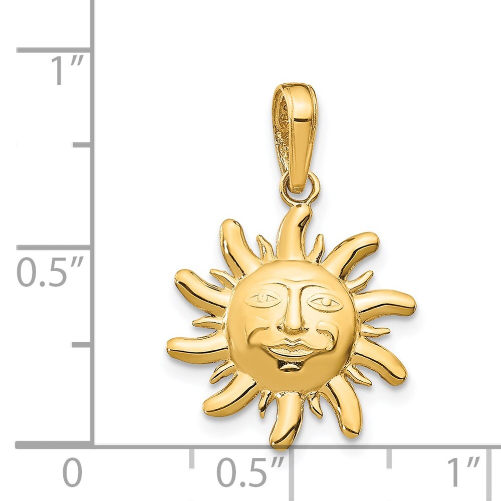 14k Yellow Gold Polished Small Sun Charm Pendant for Women