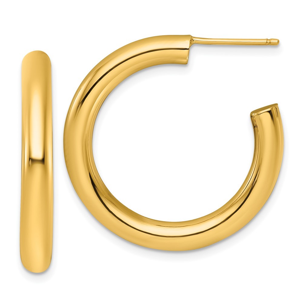 14k Yellow Gold Polished 4.0 x 30mm Tube C-Hoop Earrings