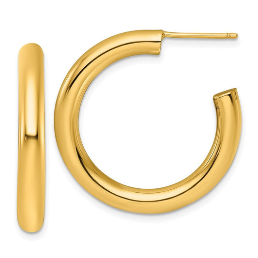14k Yellow Gold Polished 4.0 x 30mm Tube C-Hoop Earrings