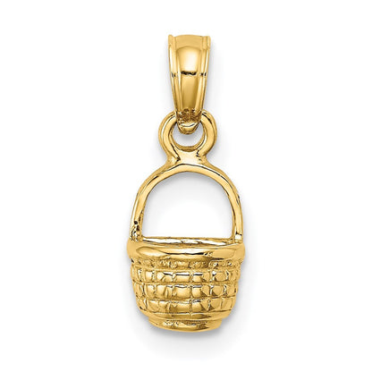 14k Yellow Gold 2-D Flat Back Mini Basket Charm