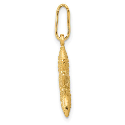 14k Yellow Gold Textured Hollow Starfish Pendant for Women