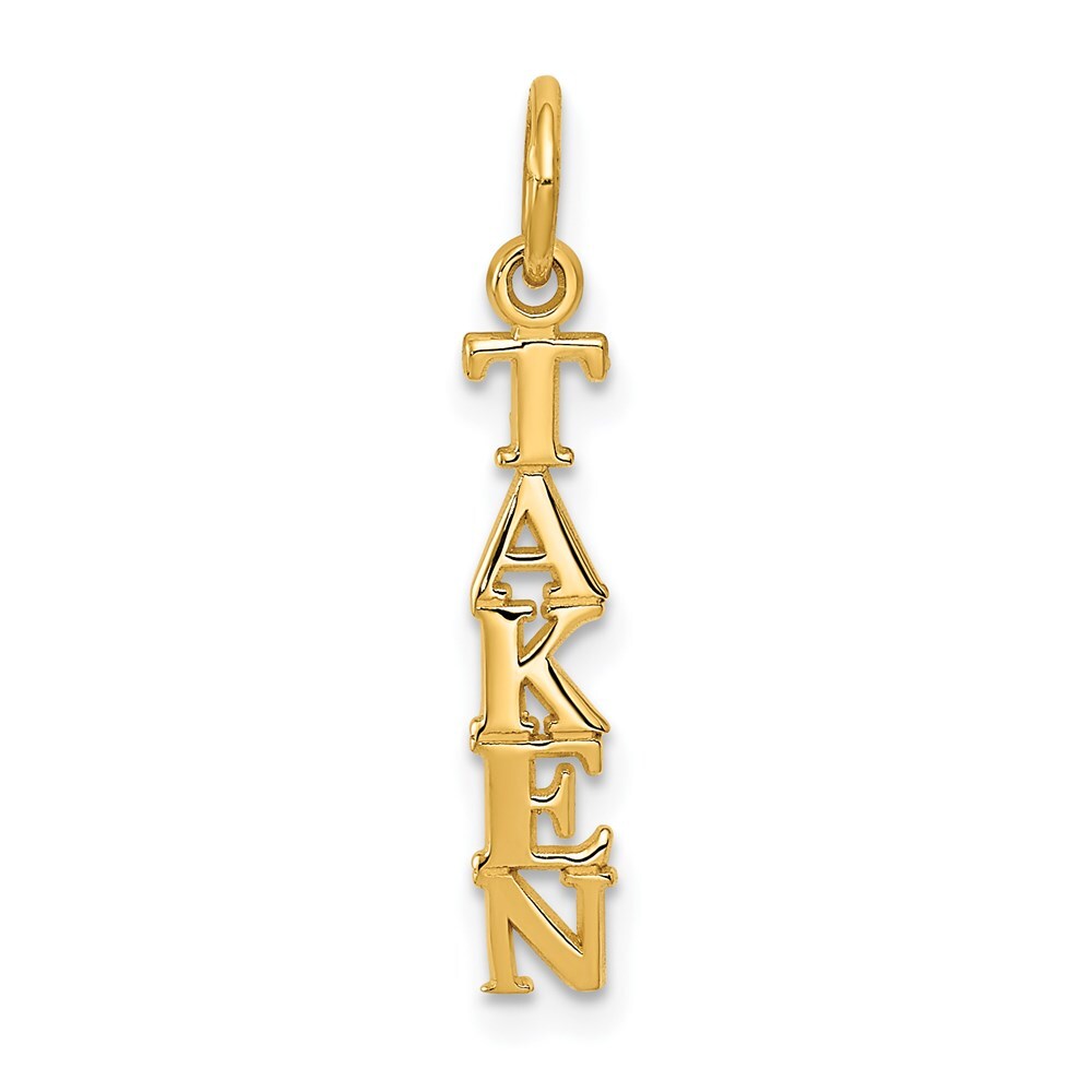 14k Yellow Gold Polished TAKEN Charm Pendant for Women