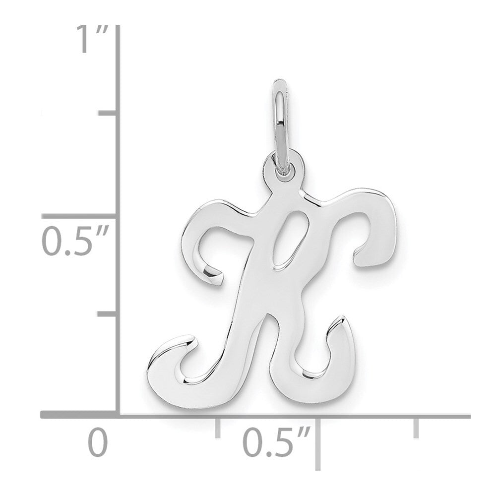 14k White Gold Script Letter K Initial Charm Pendant for Women