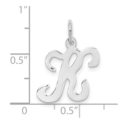 14k White Gold Script Letter K Initial Charm Pendant for Women