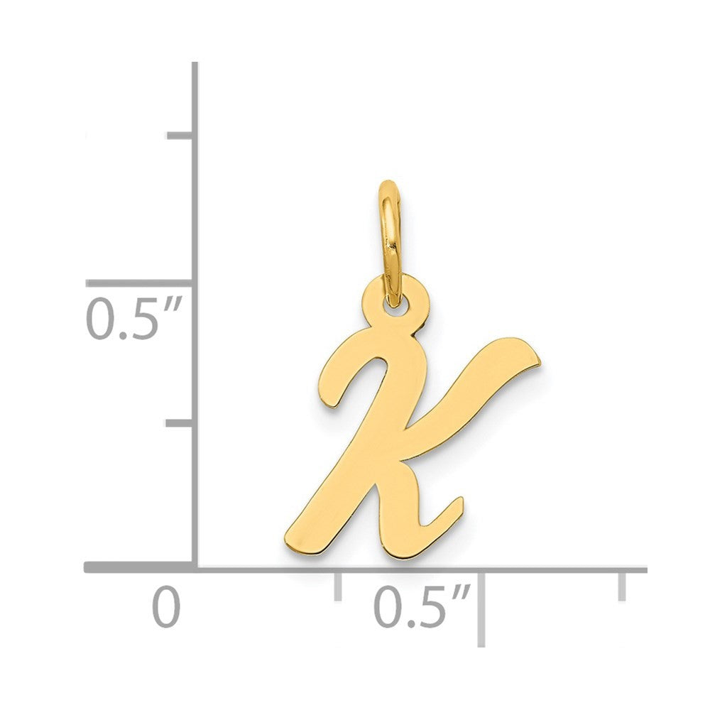 14k Yellow Gold Small Script Letter K Initial Charm Pendant