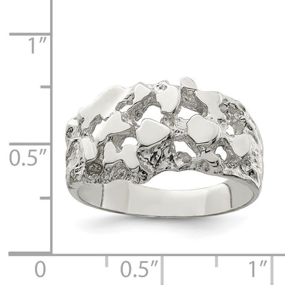 Sterling Silver Men's Nugget Ring Size 10