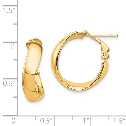 14k Yellow Gold High Polished 5mm Wavy Omega Back Hoop Earrings Gift for Women