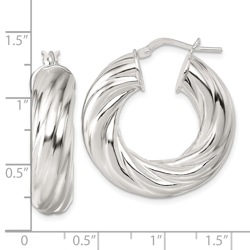 Sterling Silver Polished 8mm Twisted Hoop Earrings