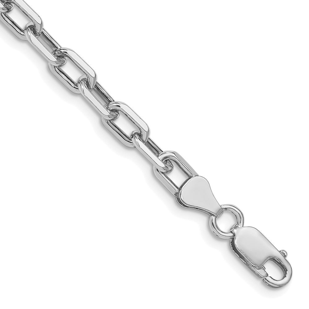 Sterling Silver Rhodium-plated 5.75mm Diamond-cut Long Link Cable Chain Bracelet