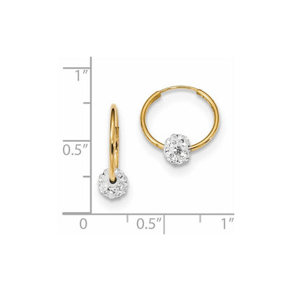 14k Yellow Gold Polished Crystal and Resin Bead Endless Hoops