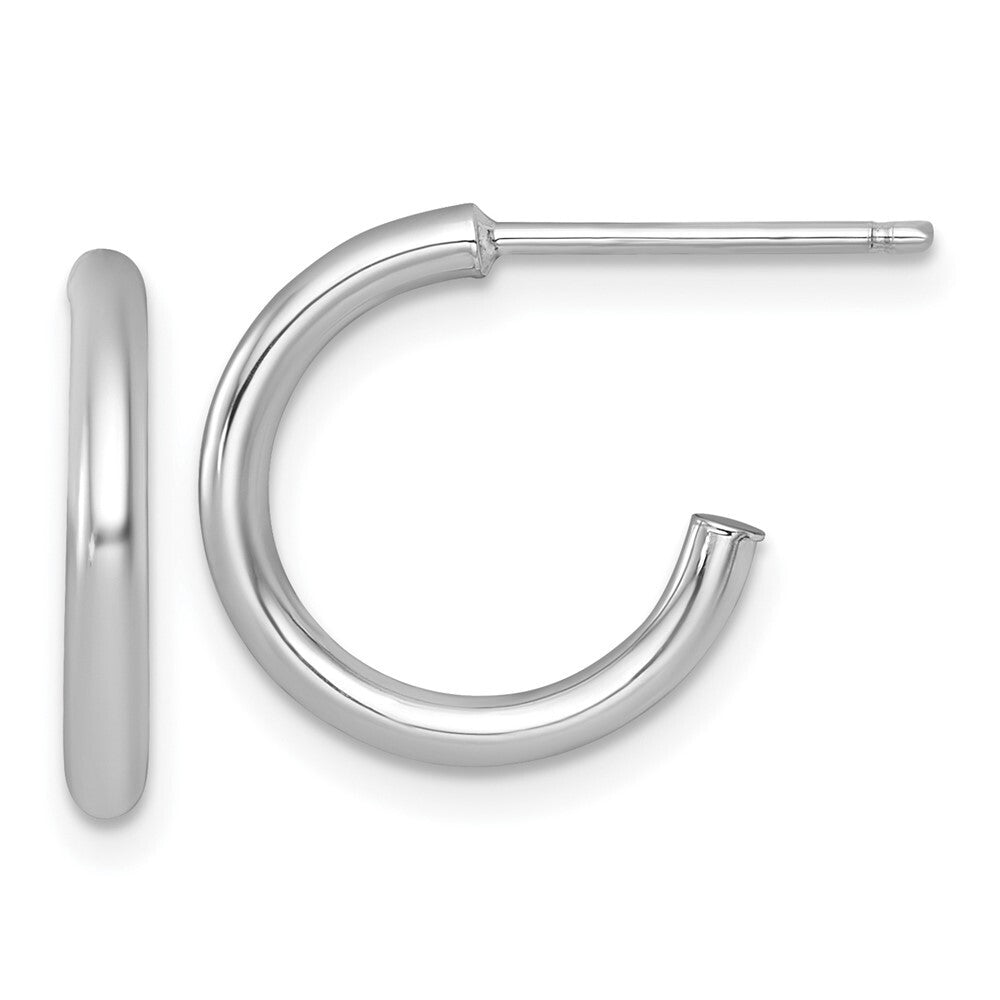 14k White Gold Polished 2.0 x 15mm Tube C-Hoop Earrings Gift for Women