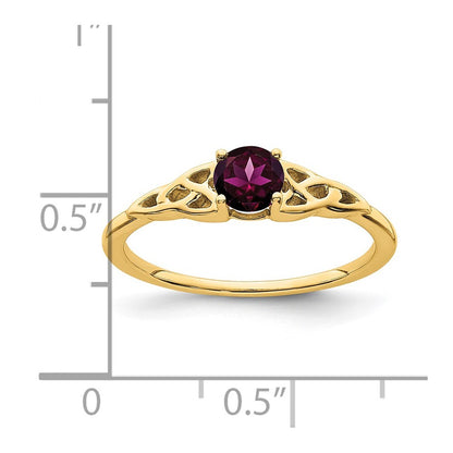 14K Yellow Gold Rhodolite Garnet Celtic Knot Ring Size 7