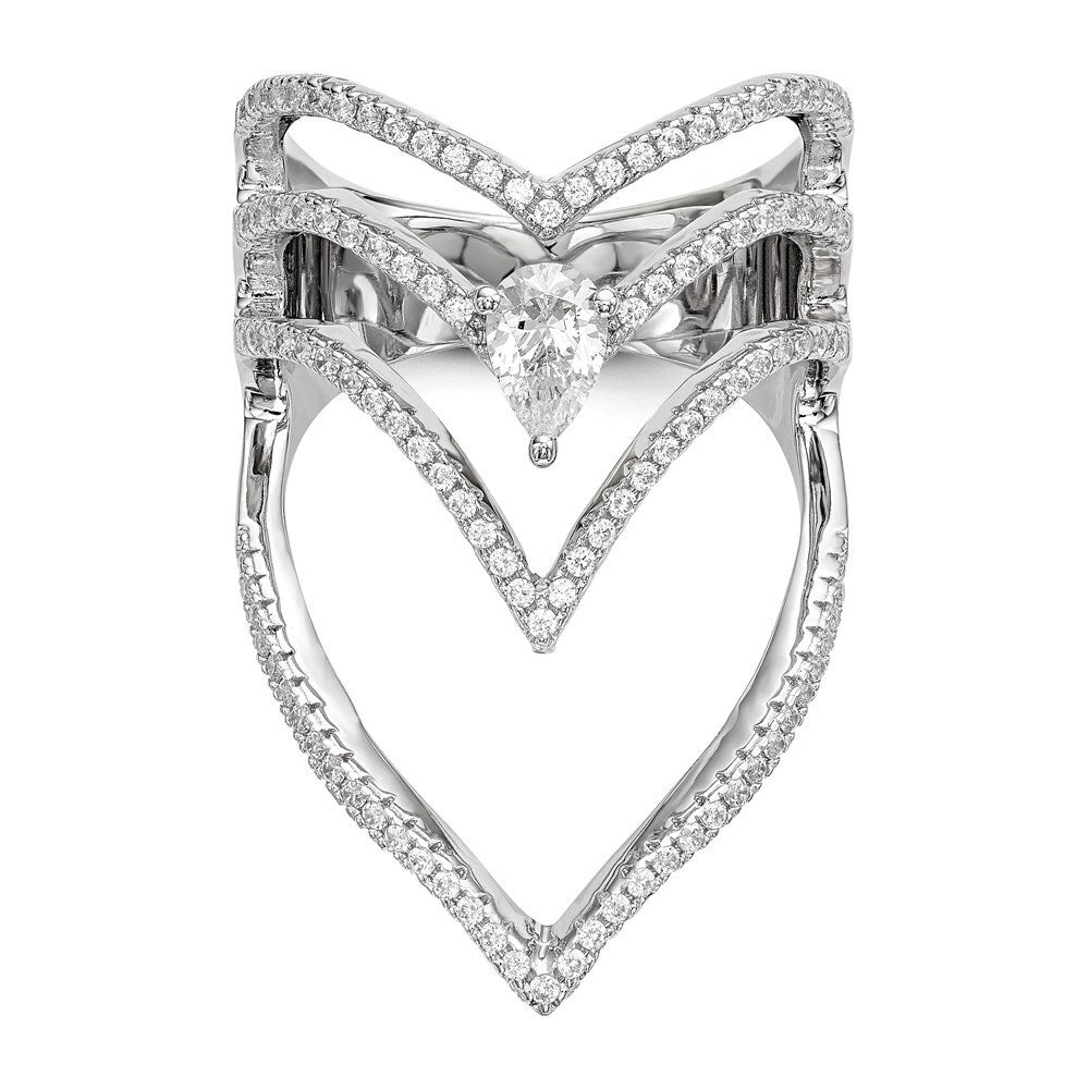 Sterling Silver Rhodium-plated Cubic Zirconia Ring Size 6