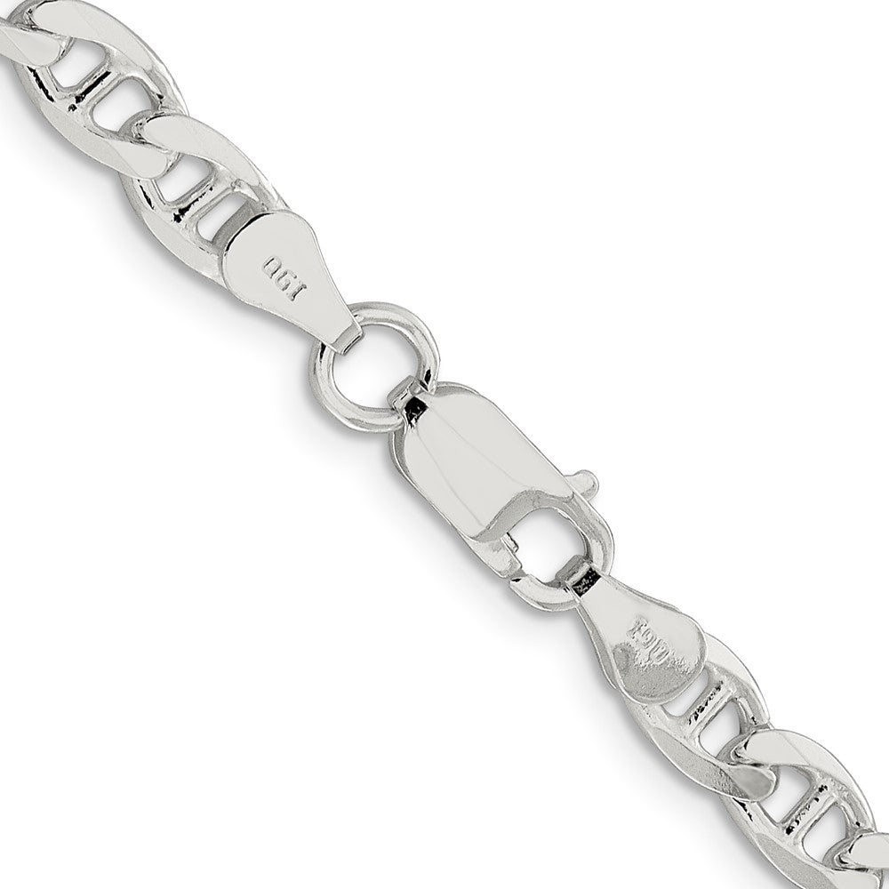 Sterling Silver 5.7mm Diamond-Cut Flat Anchor Curb Chain Necklace