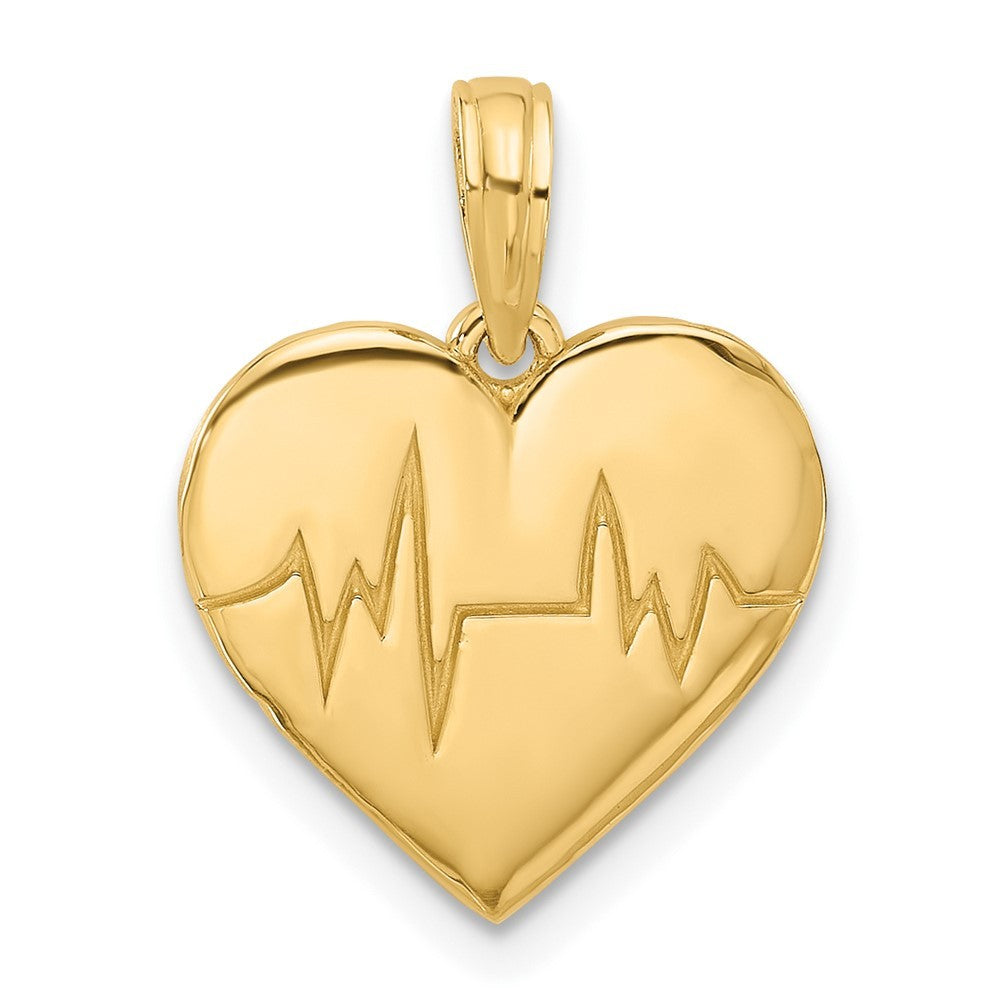 14k Yellow Gold Polished Fancy EKG Heartbeat Charm