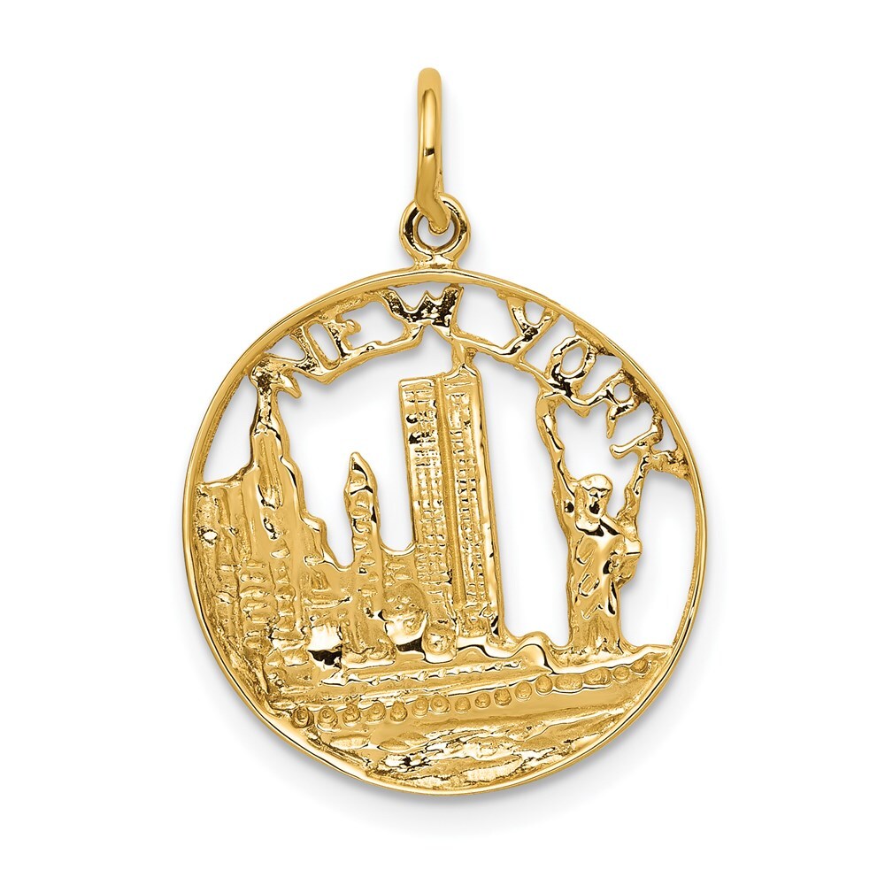 14k Yellow Gold NEW YORK Skyline Charm Pendant for Women