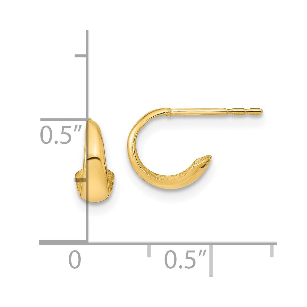 14k Yellow Gold Polished Hoop Earrings Gift for Women