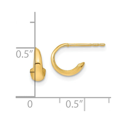 14k Yellow Gold Polished Hoop Earrings Gift for Women