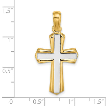 14K Two-Tone Gold Polished Cross Charm