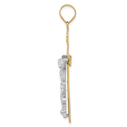 14k Two-Tone Gold INRI Crucifix Pendant