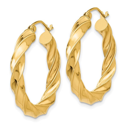 14k Yellow Gold Light Twisted Hoop Earrings