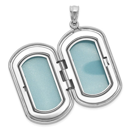 Sterling Silver Polished Front Brushed Back Fleur De Lis 20mm Rectangle Locket