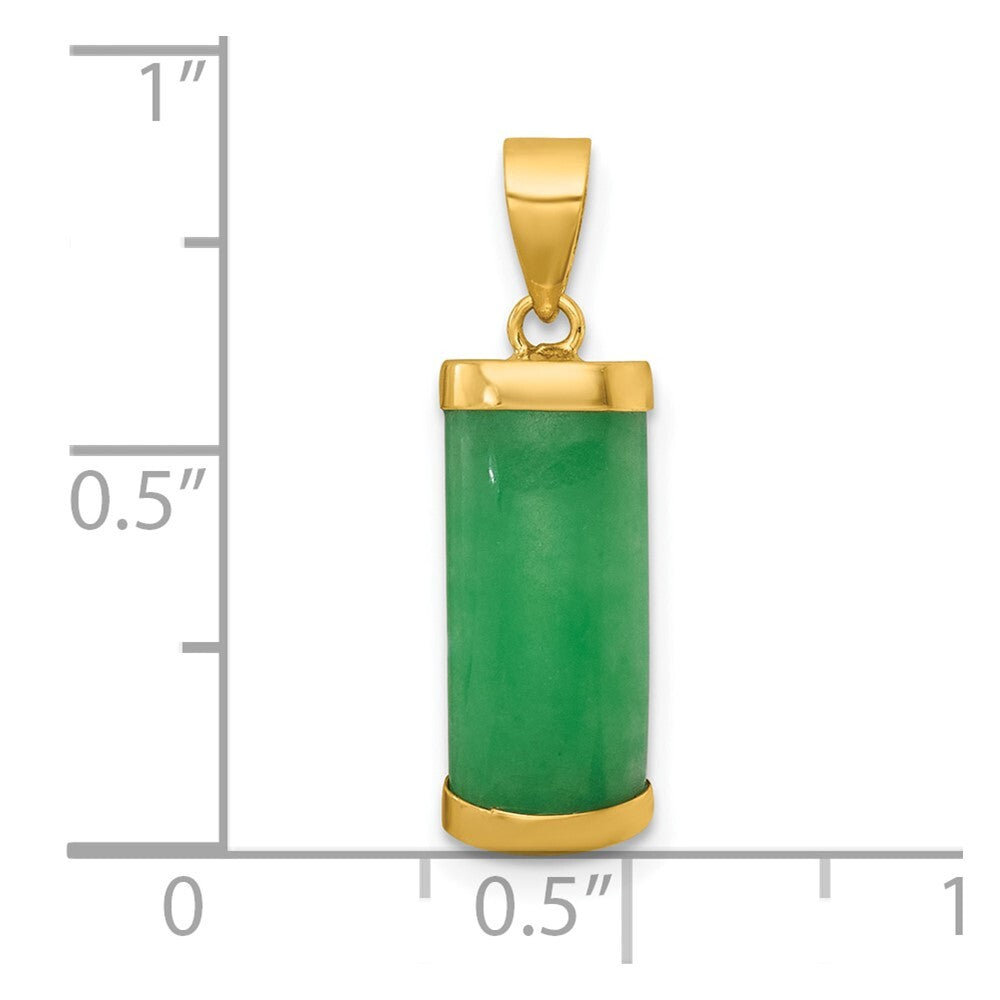 14k Yellow Gold Polished Jade Domed Bar Pendant for Women