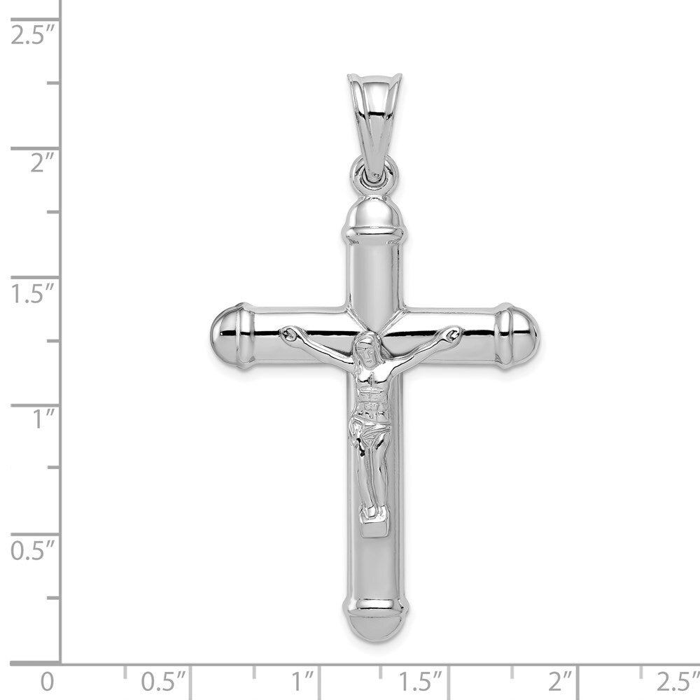 Sterling Silver Rhodium-plated Reversible Crucifix Pendant