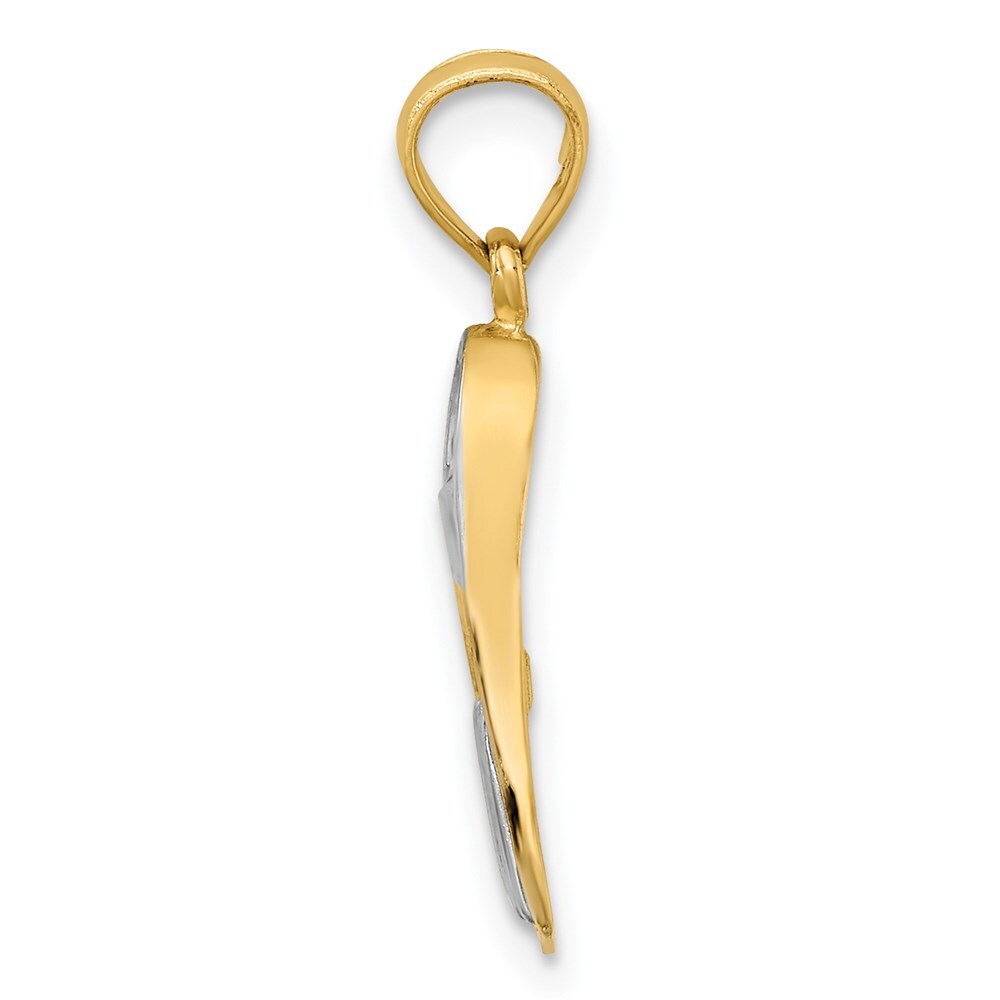 14k Yellow Gold Rhodium 3-D Scuba Flipper Charm Pendant for Women