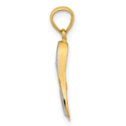 14k Yellow Gold Rhodium 3-D Scuba Flipper Charm Pendant for Women