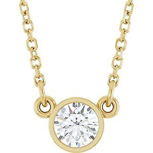 14k Yellow Gold Stuller Lab-Grown Moissanite Solitaire 18" Necklace