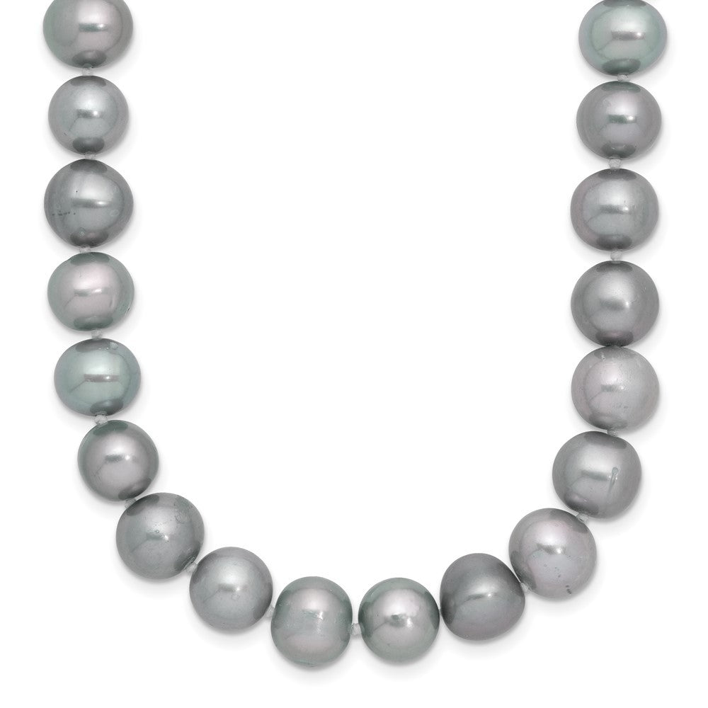 Sterling Silver Rhodium-plated 8-9mm Grey Cultured Pearl Necklace 24"