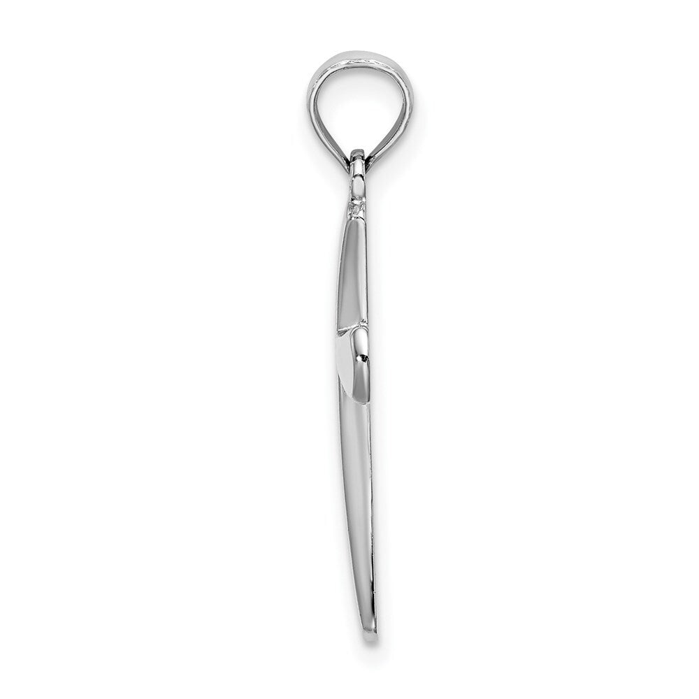 14k White Gold Polished Beveled Cross  Round Tips Charm Pendant for Women