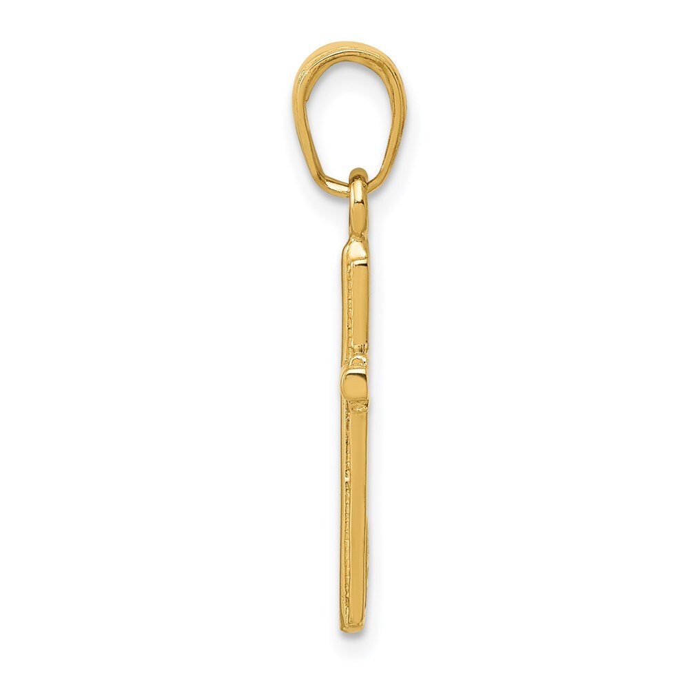 14k Yellow Gold Polished Cross With Stripped Border Pendant for Women