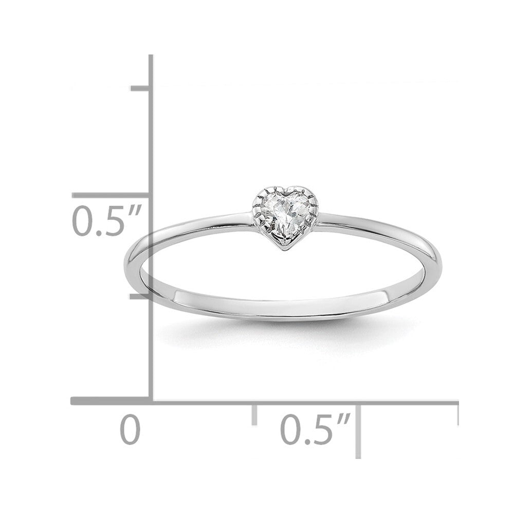 Sterling Silver Rhodium-plated CZ Heart Ring Size 7