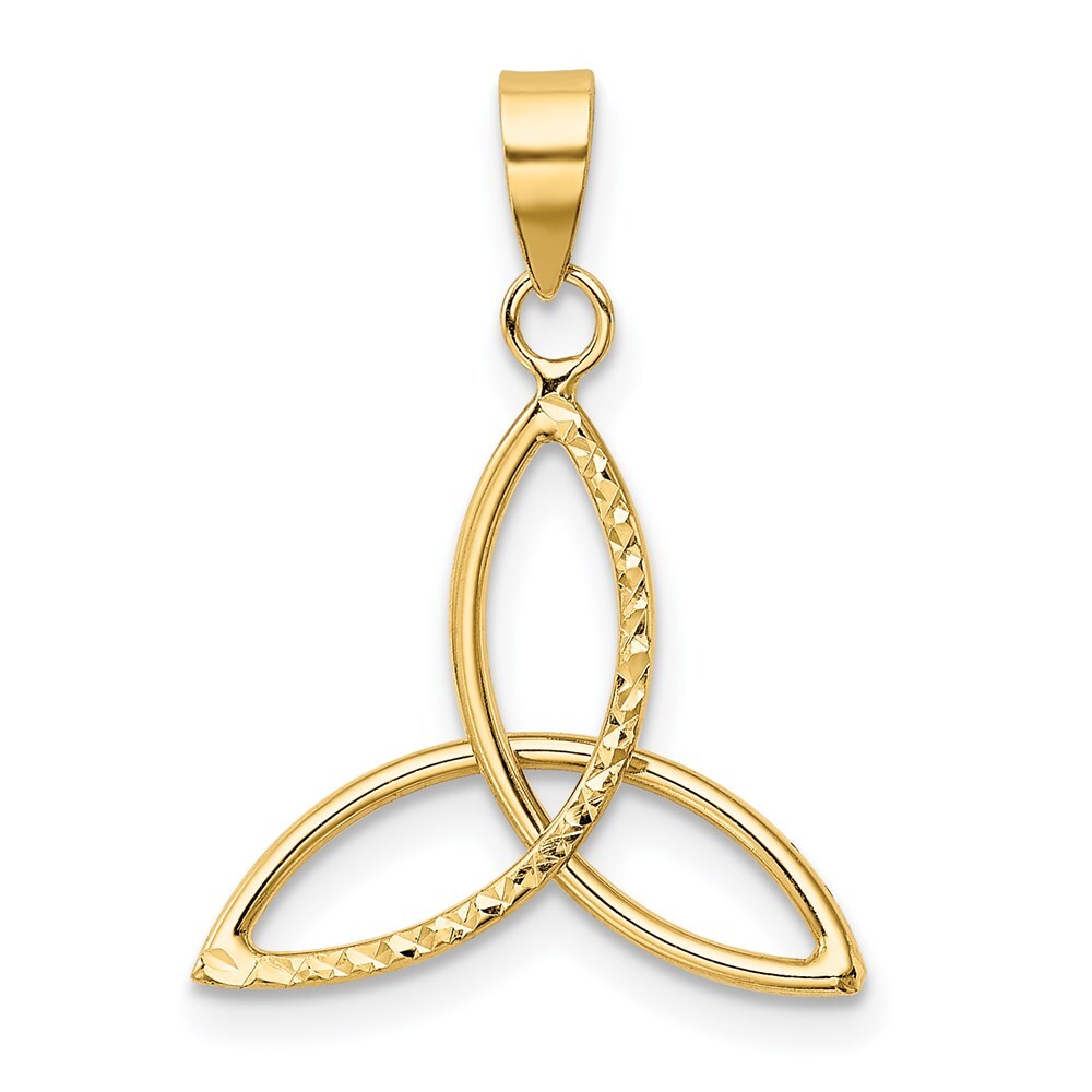 14k Yellow Gold Diamond Cut Trinity Pendant for Women