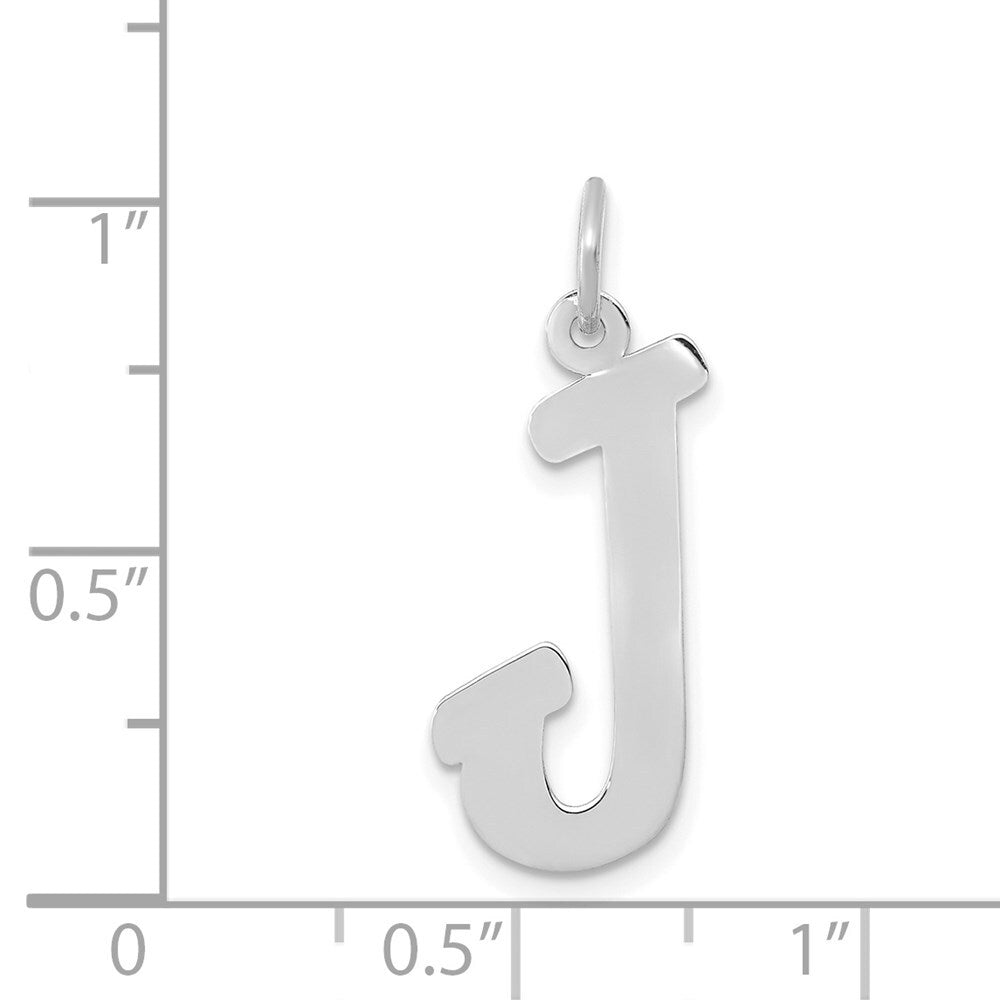 14k White Gold Small Script Letter J Initial Charm Pendant for Women