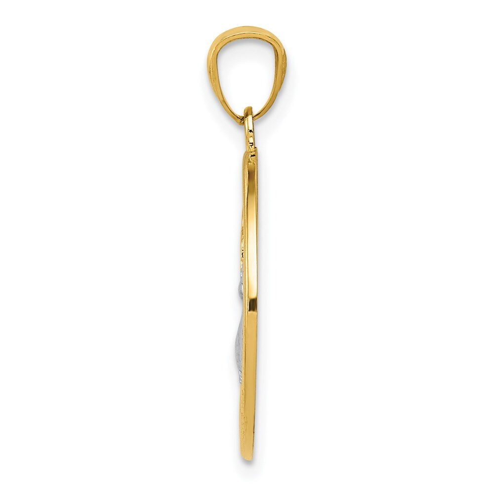 14k Yellow Gold Rhodium Polished Peace Dove Pendant for Women