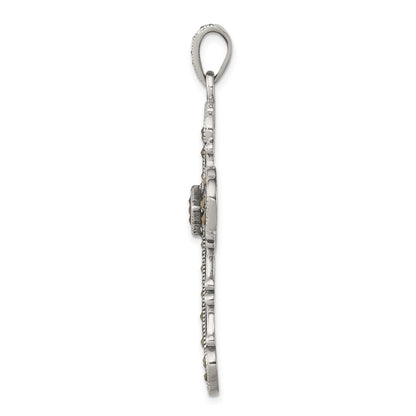 Sterling Silver Antiqued Marcasite Cross Pendant Holiday Gift for Women