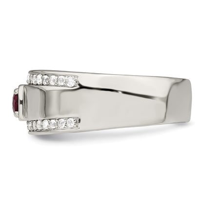 Sterling Silver Rhod-plated Men's African Ruby and White Topaz Ring Size 10