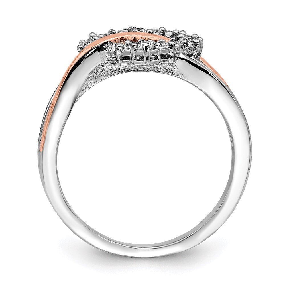 Sterling Silver and Vermeil Polished Cubic Zirconia Heart Ring Size 8