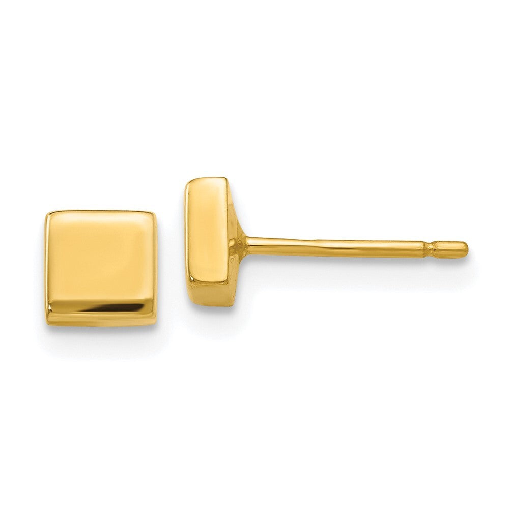 14k Yellow Gold Polished Square Earrings Gift for Women