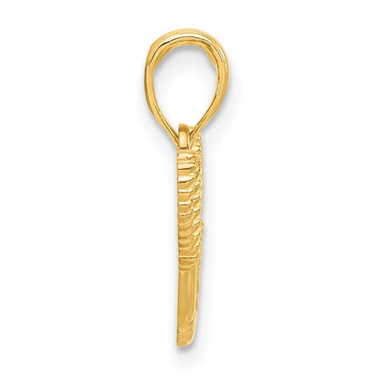 14k Yellow Gold Polished Life Preserver with Rope Pendant